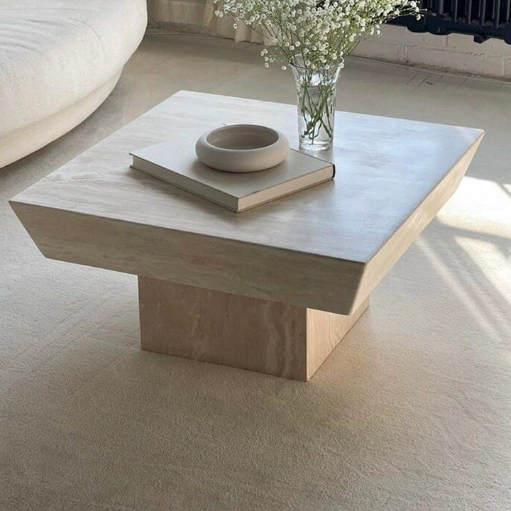 JUSTEN Modern Travertine Coffee Table - Radical Homes Singapore