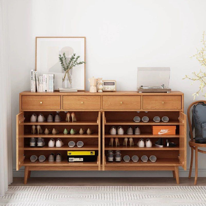 EURON Japandi Solid Wood Shoe Cabinet - Radical Homes Singapore