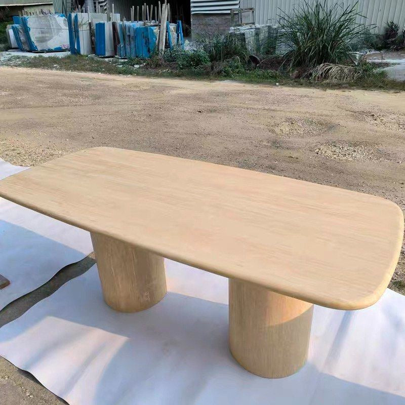 AUBREY Modern Travertine Dining Table - Radical Homes Singapore