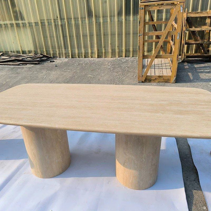 AUBREY Modern Travertine Dining Table - Radical Homes Singapore