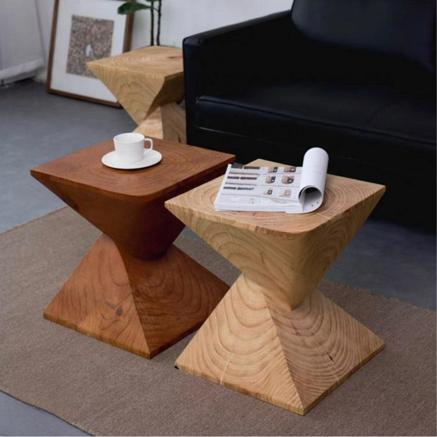 PITER Rustic Solid Wood Side Table - Radical Homes Singapore