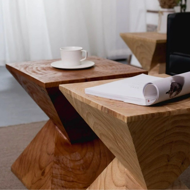PITER Rustic Solid Wood Side Table - Radical Homes Singapore