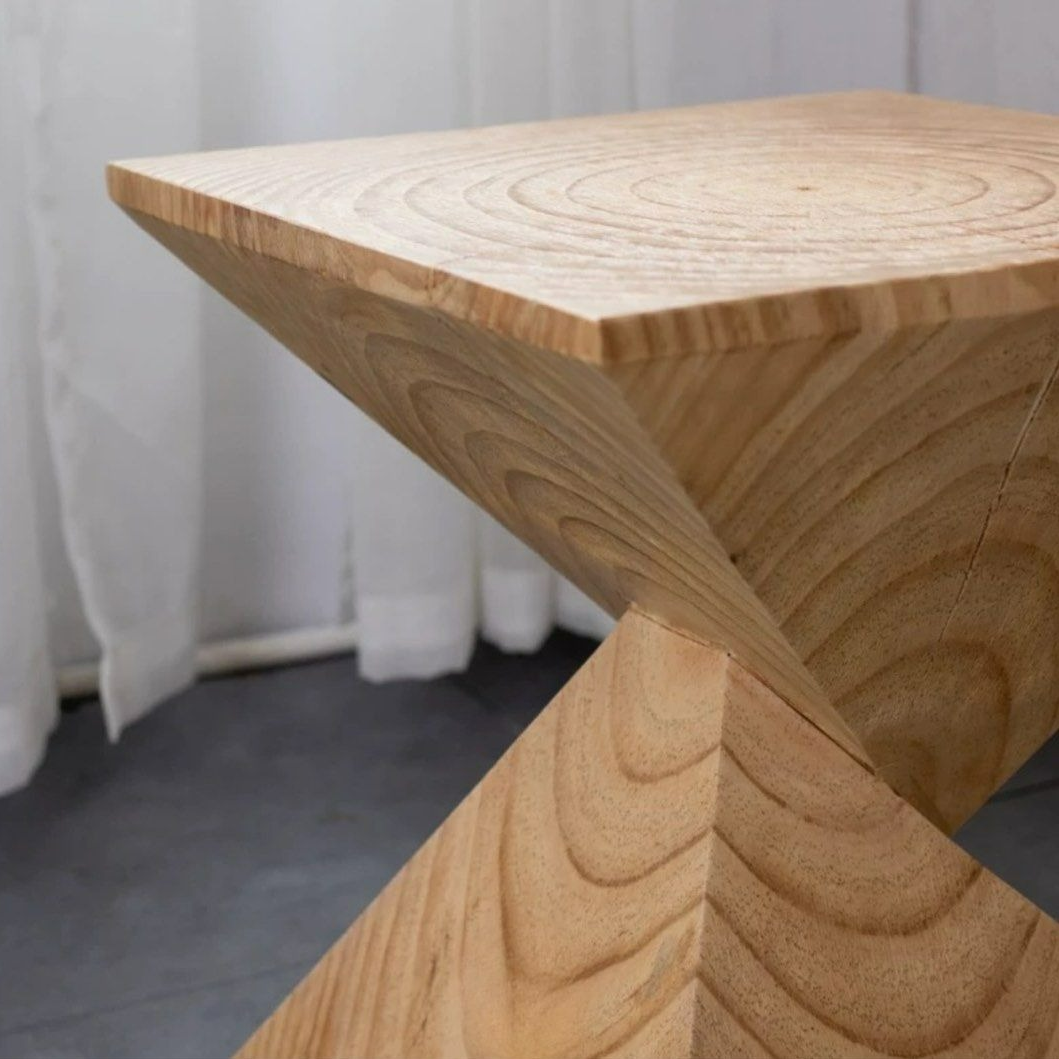 PITER Rustic Solid Wood Side Table - Radical Homes Singapore