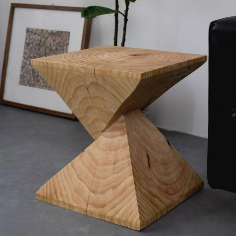 PITER Rustic Solid Wood Side Table - Radical Homes Singapore