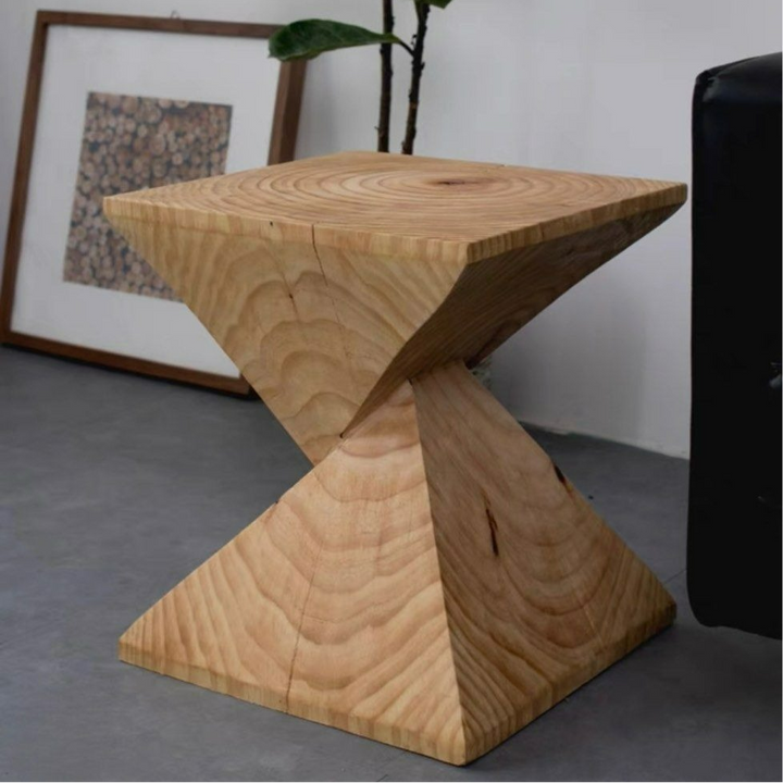 PITER Rustic Solid Wood Side Table - Radical Homes Singapore