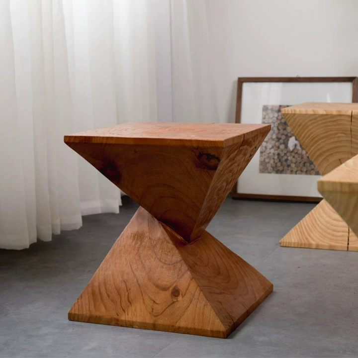 PITER Rustic Solid Wood Side Table - Radical Homes Singapore