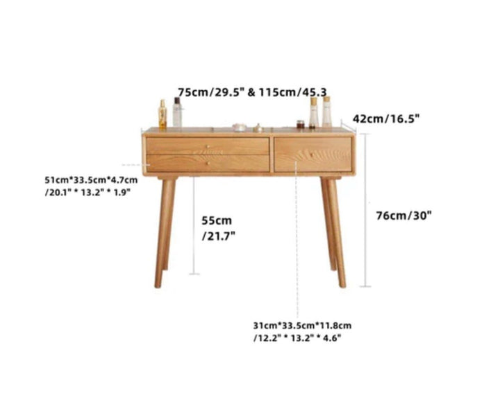 CHLOE Rustic Solid Wood Vanity Table - Radical Homes Singapore