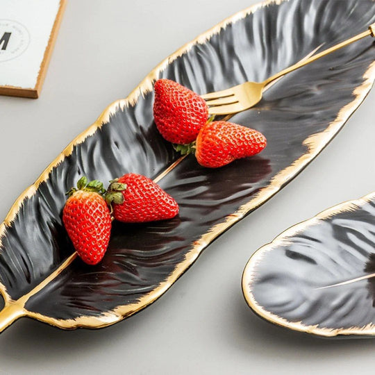 PLUMA Feather Shape Ceramic Plate - Cassa Haus Singapore