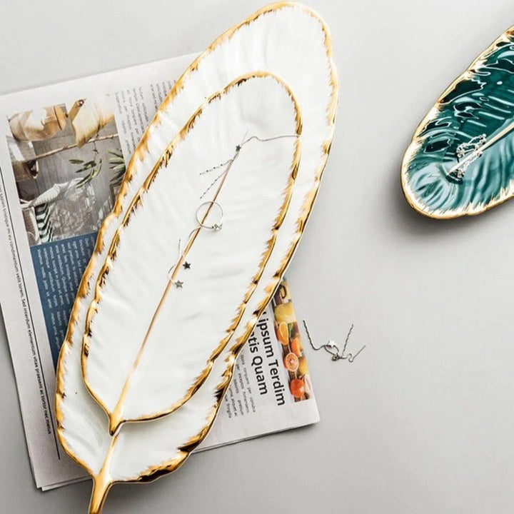 FEATHER Shape Ceramic Plate - Radical Homes Singapore