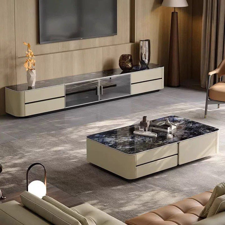 LODEN Modern Saddle Leather TV Console - Radical Homes Singapore