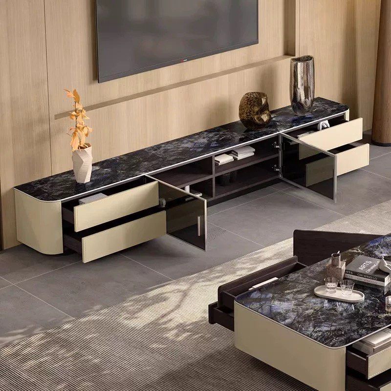 LODEN Modern Saddle Leather TV Console - Radical Homes Singapore