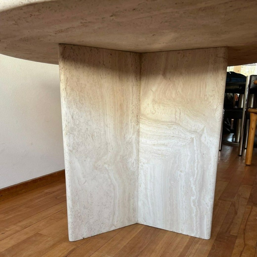 DOUGLAS Modern Travertine Round Dining Table - Radical Homes Singapore