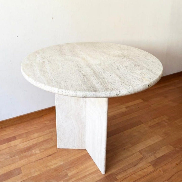 DOUGLAS Modern Travertine Round Dining Table - Radical Homes Singapore