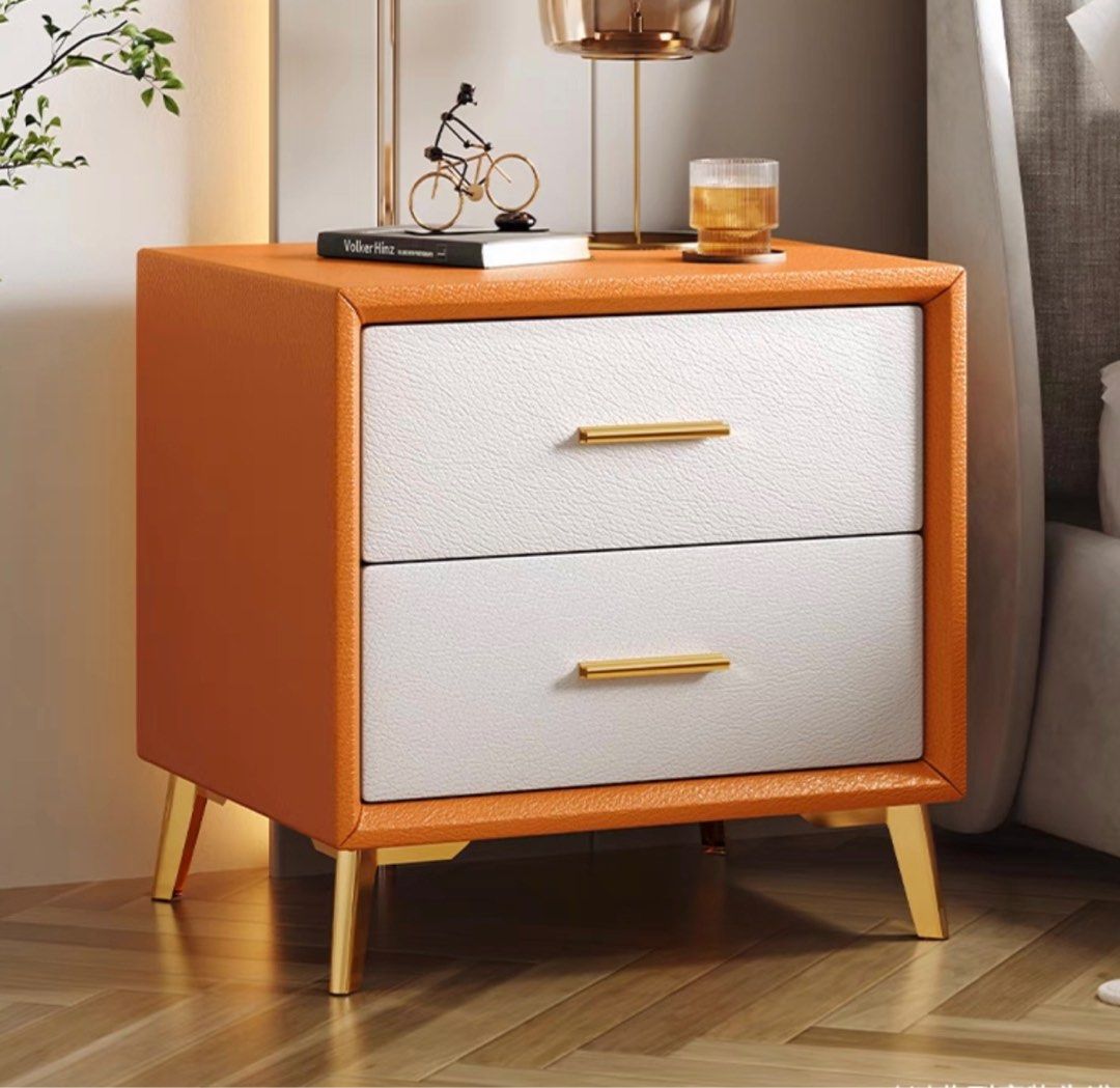 FLUDRE Modern Leather Bedside Table - Radical Homes Singapore