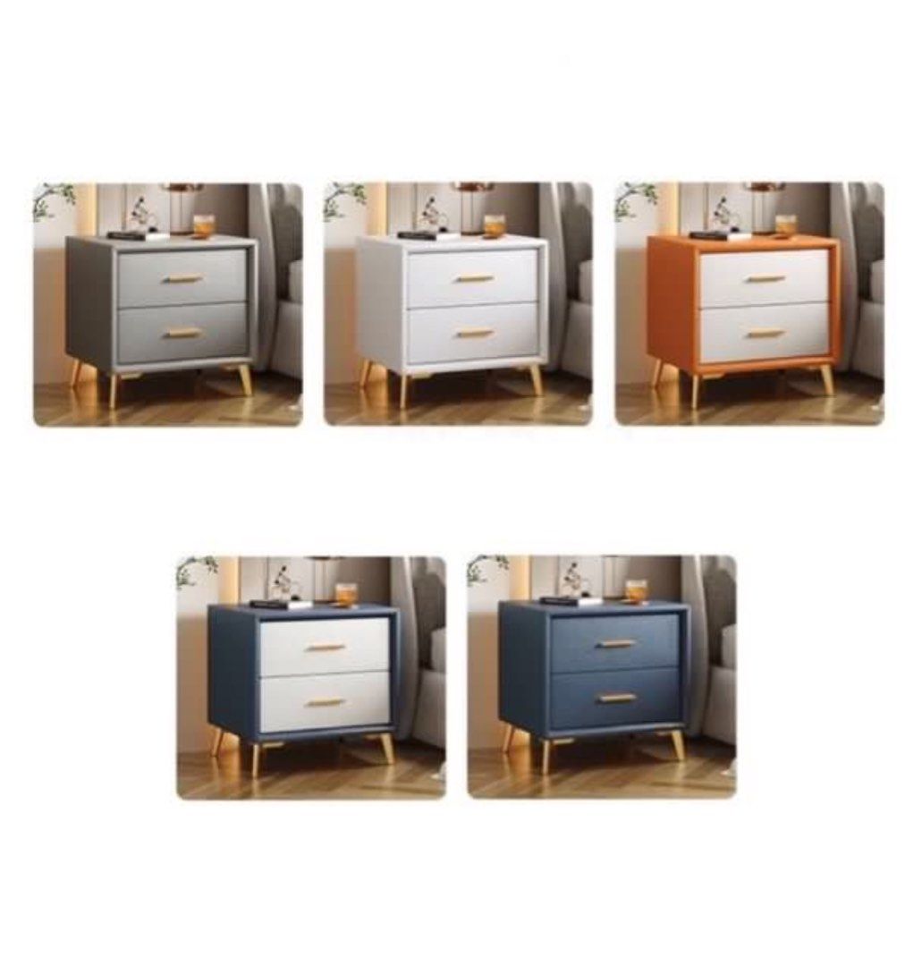 FLUDRE Modern Leather Bedside Table - Radical Homes Singapore