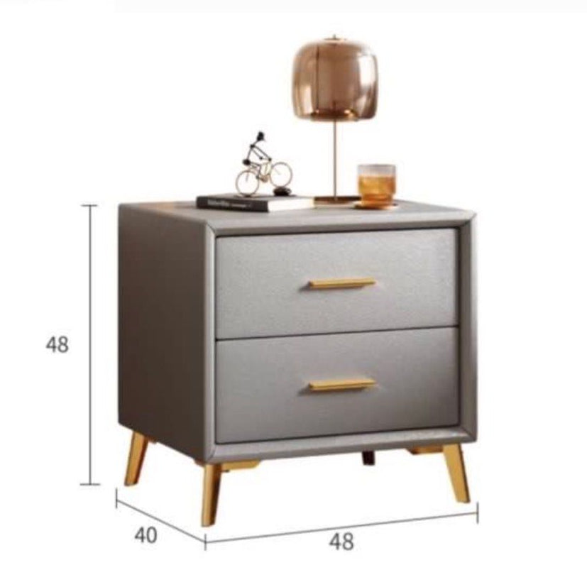 FLUDRE Modern Leather Bedside Table - Radical Homes Singapore