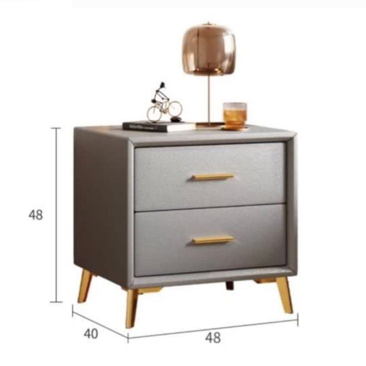 FLUDRE Modern Leather Bedside Table - Radical Homes Singapore