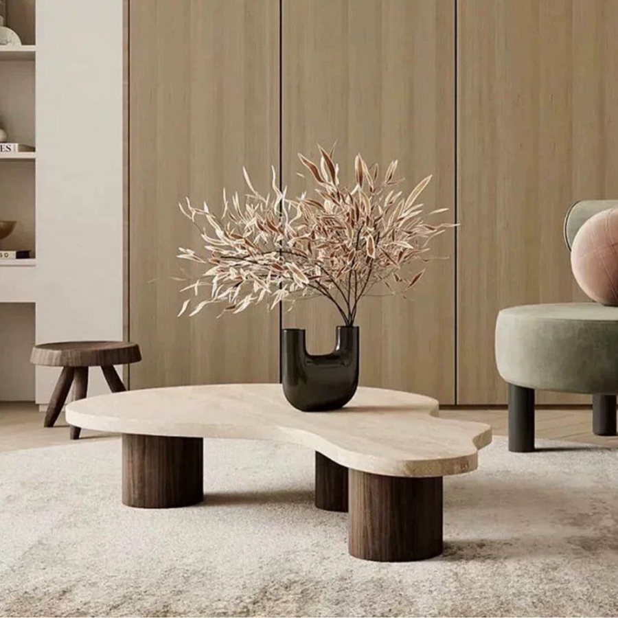 MOVERA Modern Travertine Coffee Table - Radical Homes Singapore