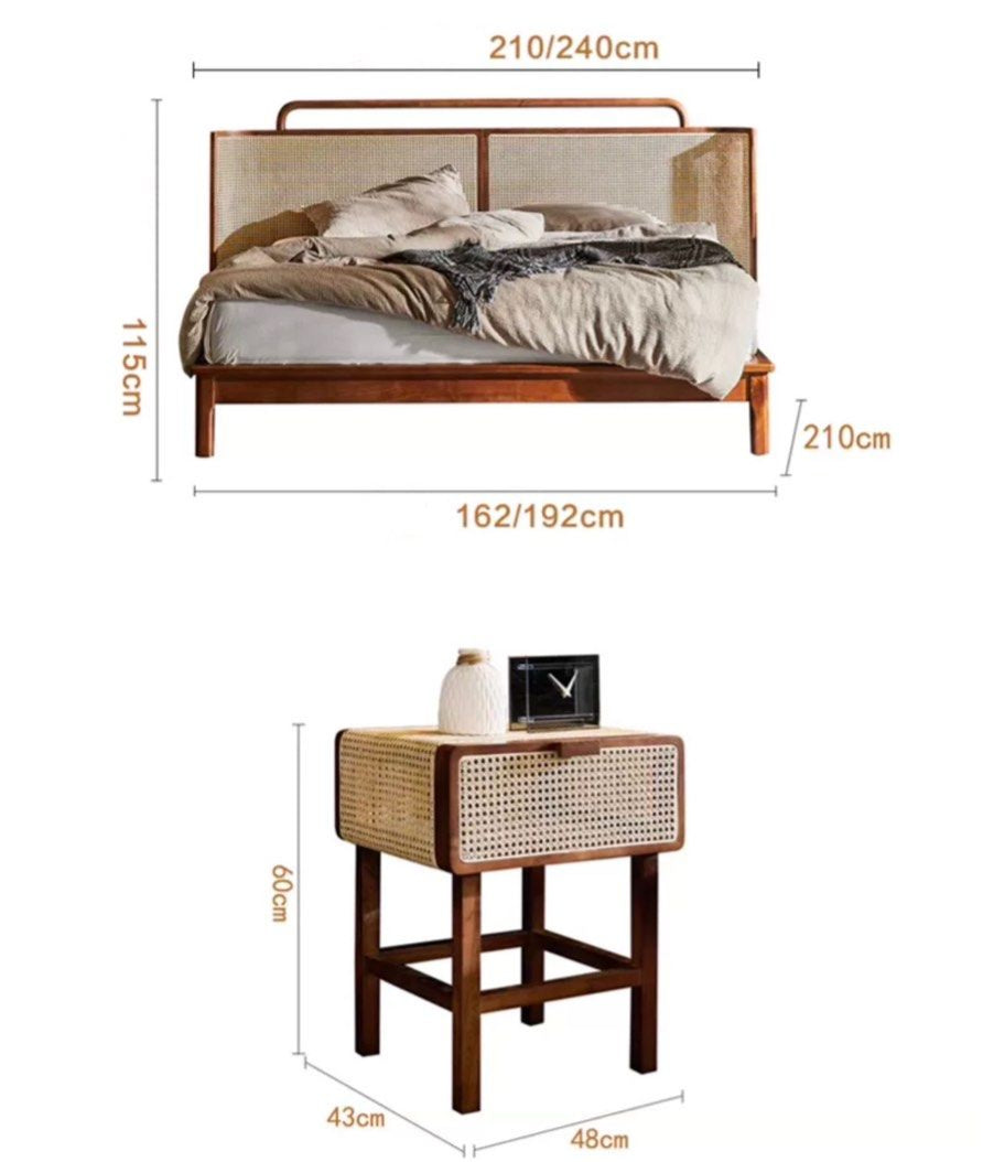 GARFEN Vintage Rattan Bedframe - Radical Homes Singapore