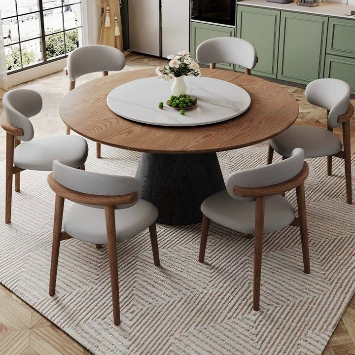TAVORN Modern Round Solid Wood Dining Table - Radical Homes Singapore