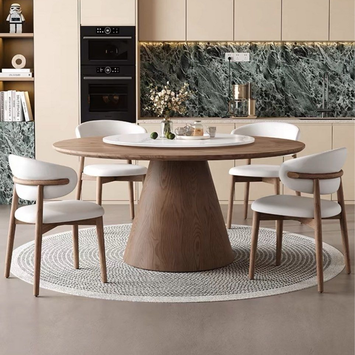 TAVORN Modern Round Solid Wood Dining Table - Radical Homes Singapore