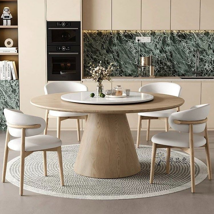 TAVORN Modern Round Solid Wood Dining Table - Radical Homes Singapore