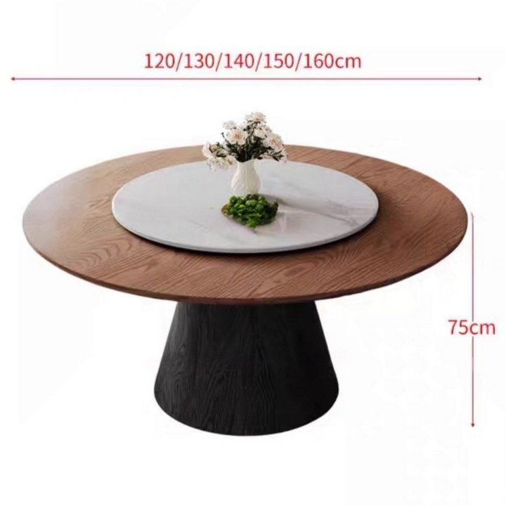 TAVORN Modern Round Solid Wood Dining Table - Radical Homes Singapore