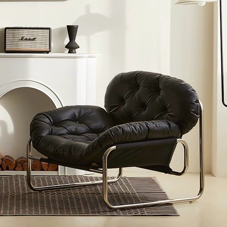 ZOE Modern Leather Lounge Chair & Ottoman - Radical Homes Singapore