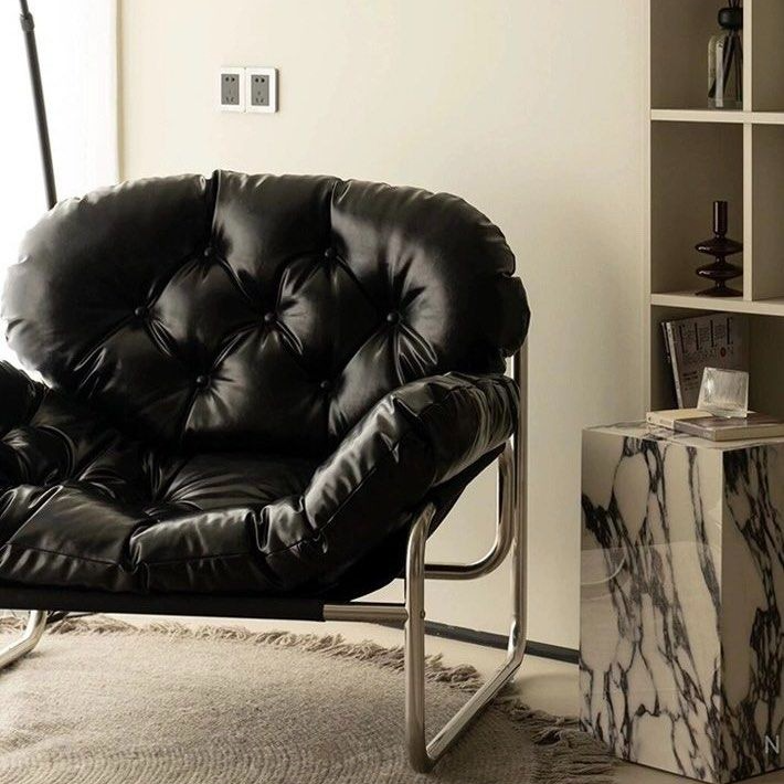 ZOE Modern Leather Lounge Chair & Ottoman - Radical Homes Singapore