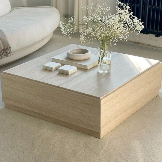 CREVAN Modern Travertine Coffee Table - Cassa Haus Singapore