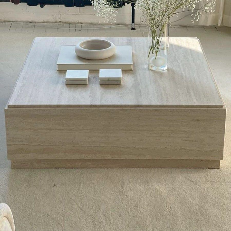 DUNHAM Modern Travertine Coffee Table - Radical Homes Singapore