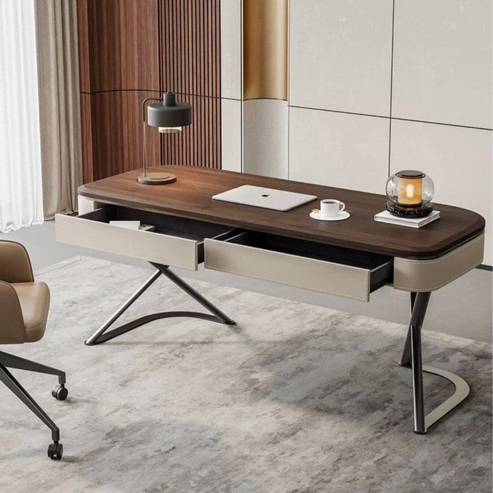 LEROY Modern Walnut Wood Study Desk - Radical Homes Singapore