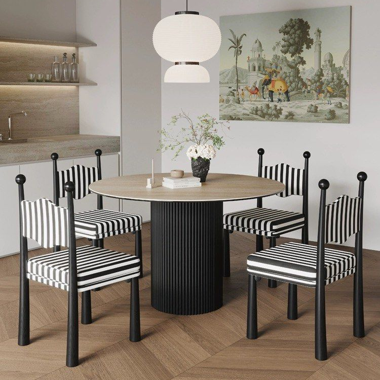 SEASONS Modern Travertine Round Dining Table - Radical Homes Singapore