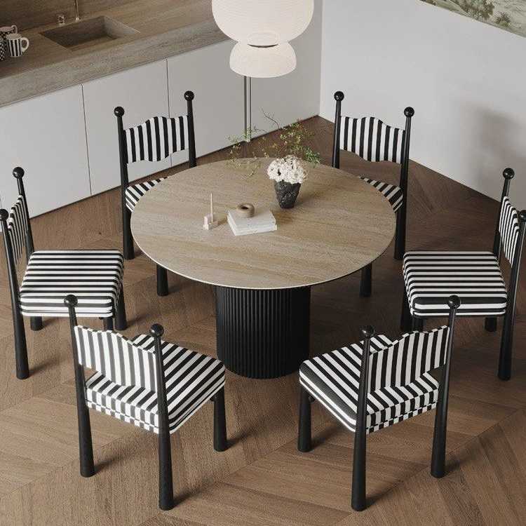 SEASONS Modern Travertine Round Dining Table - Radical Homes Singapore