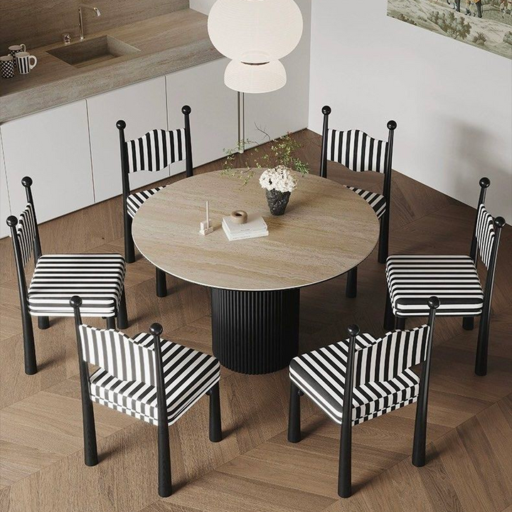 SEASONS Modern Travertine Round Dining Table - Radical Homes Singapore