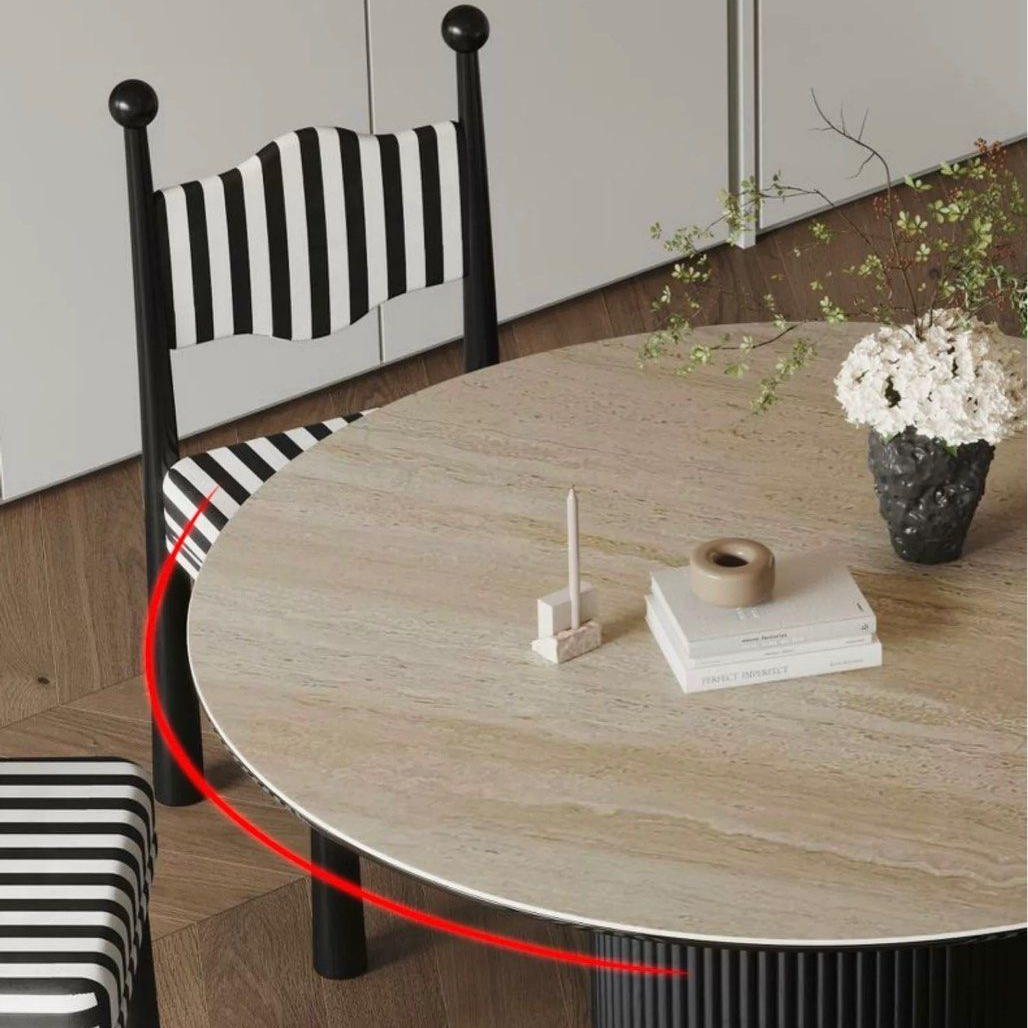 SEASONS Modern Travertine Round Dining Table - Radical Homes Singapore