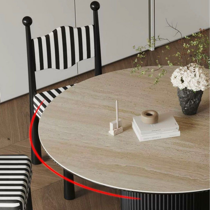 SEASONS Modern Travertine Round Dining Table - Radical Homes Singapore