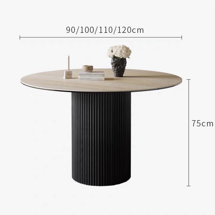 SEASONS Modern Travertine Round Dining Table - Radical Homes Singapore