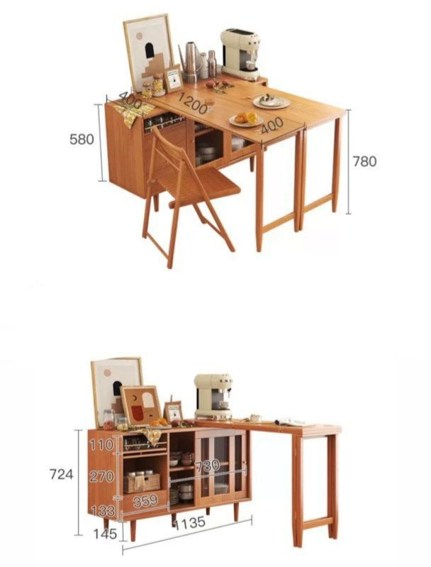YAMAGUCHI Japandi Solid Wood Dining Table Cabinet - Radical Homes Singapore