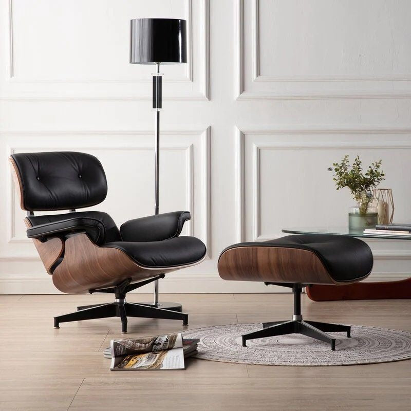 COLTON Leather Lounge Chair with Ottoman - Radical Homes Singapore