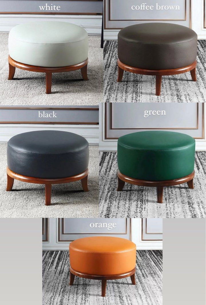 DENZEL Genuine Leather Pouf - Radical Homes Singapore