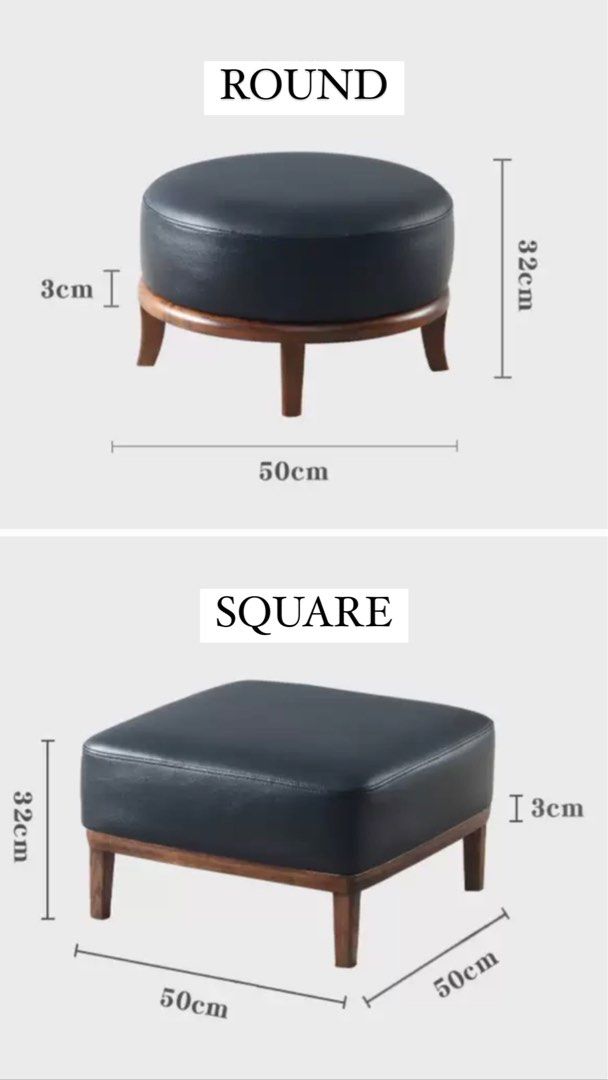 DENZEL Genuine Leather Pouf - Radical Homes Singapore