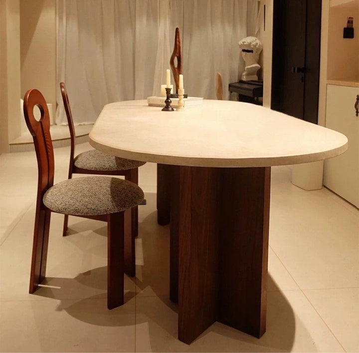 KOZEN Modern Travertine Dining Table - Radical Homes Singapore