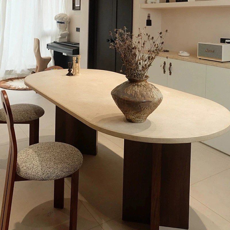 KOZEN Modern Travertine Dining Table - Radical Homes Singapore