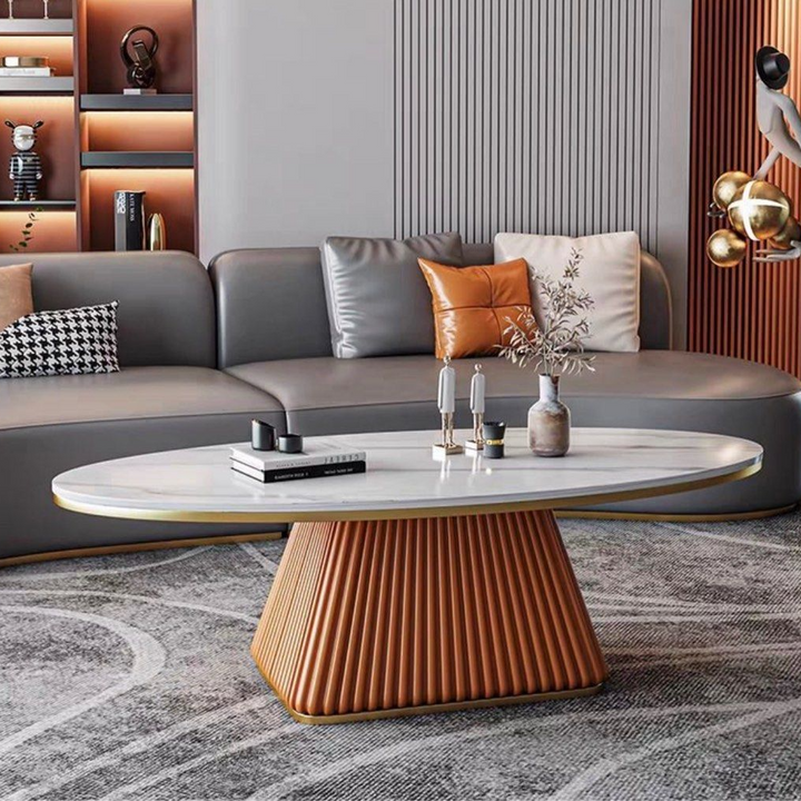 DENA Sintered Stone Oval Coffee Table - Radical Homes Singapore