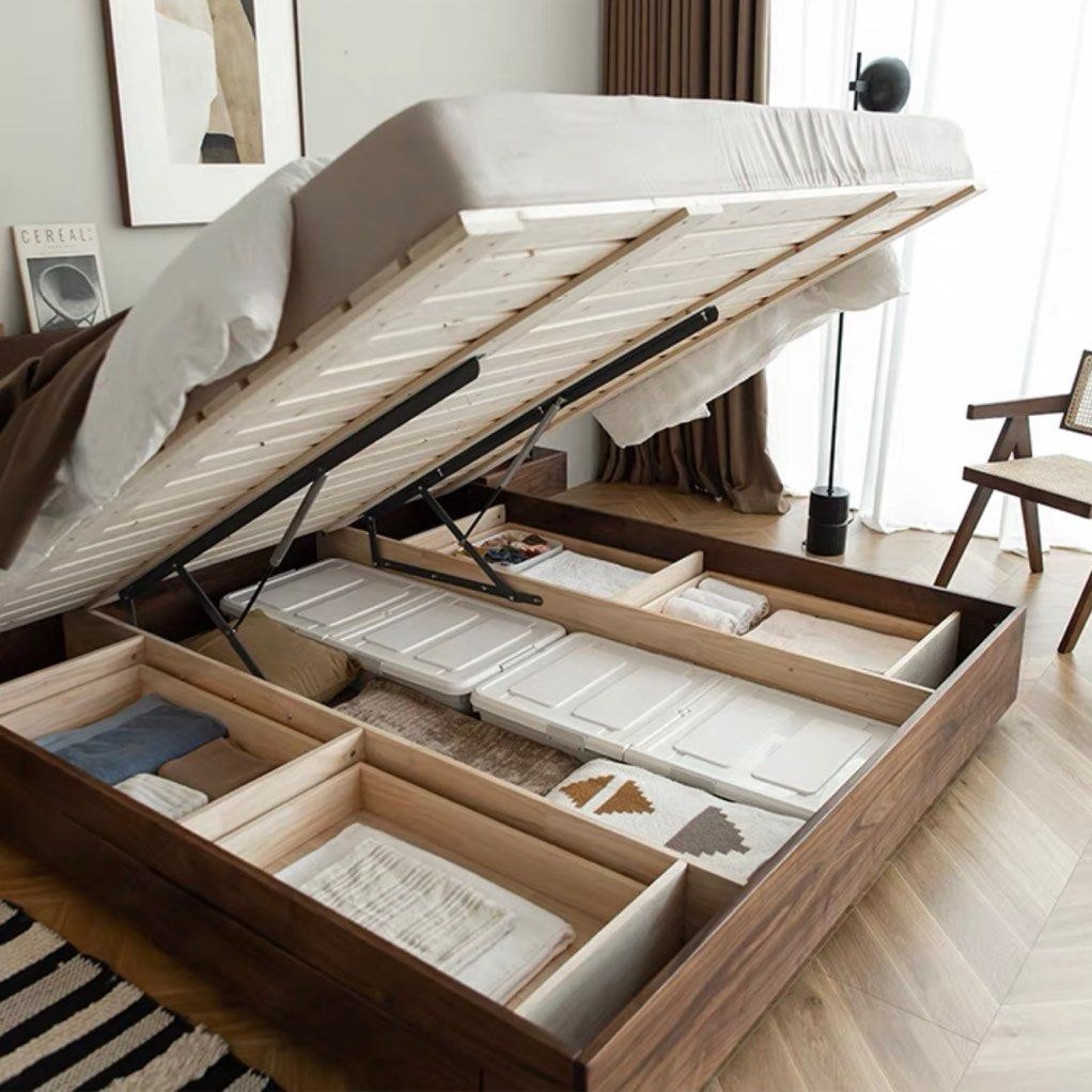 HANE Rustic Solid Wood Storage Bedframe - Radical Homes Singapore