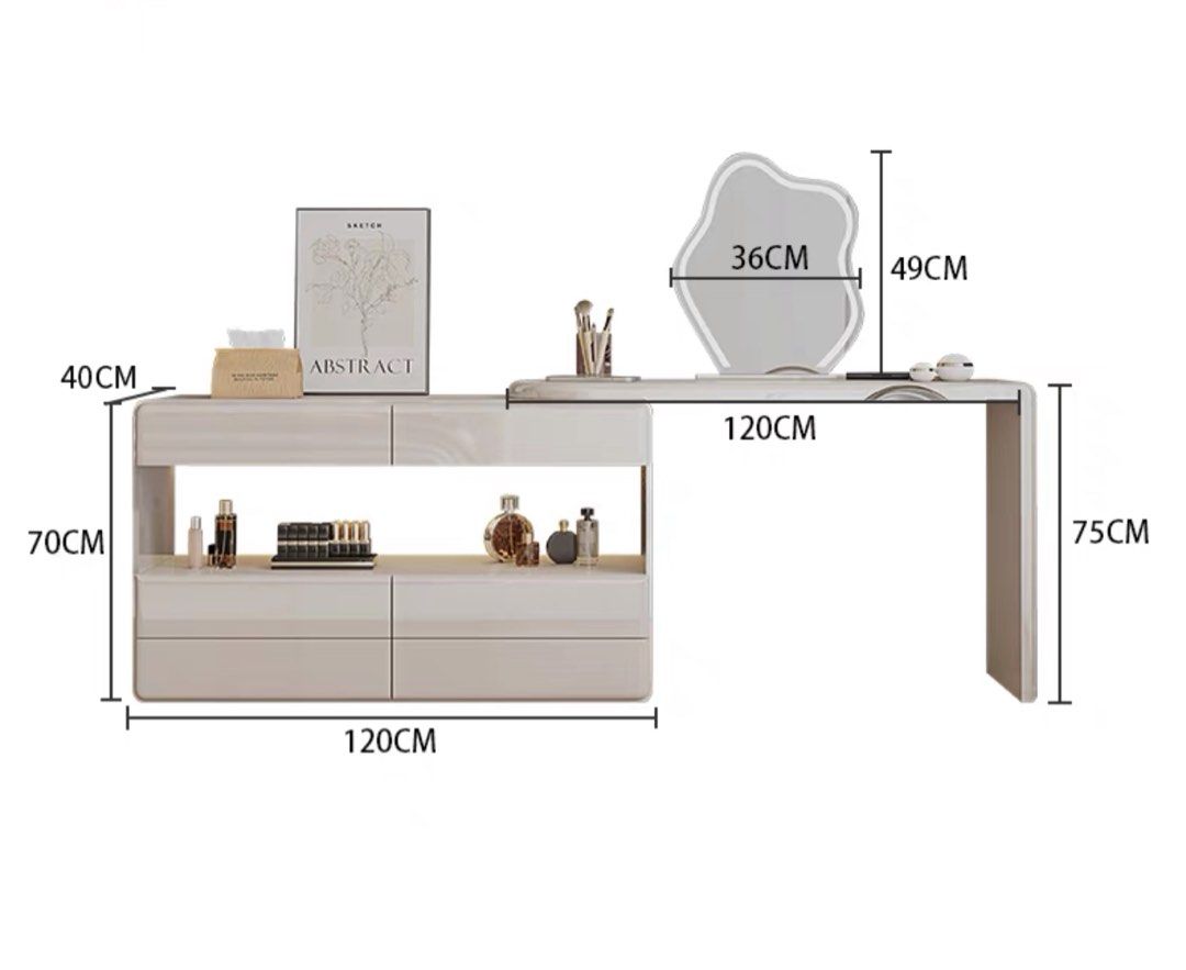 HARA Modern Extendable Vanity Table - Radical Homes Singapore