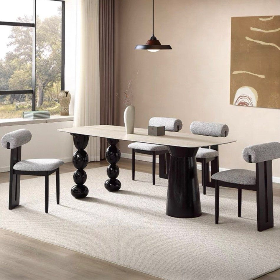 PERES Modern Travertine Dining Table - Radical Homes Singapore