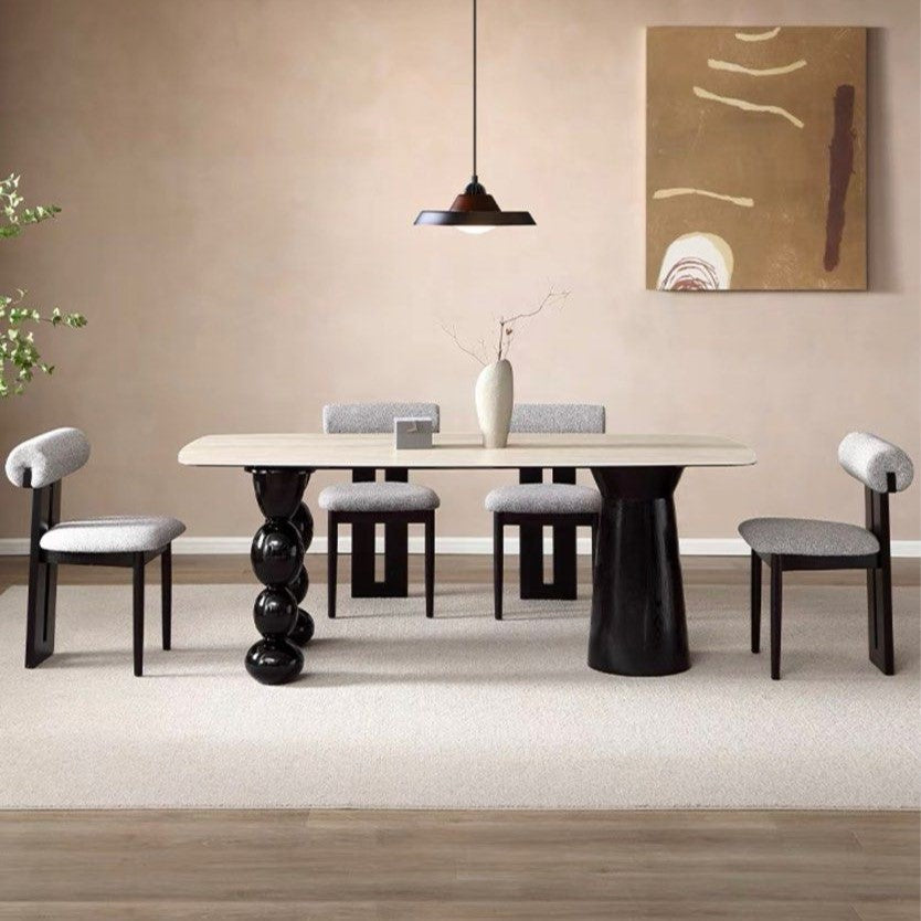 PERES Modern Travertine Dining Table - Radical Homes Singapore