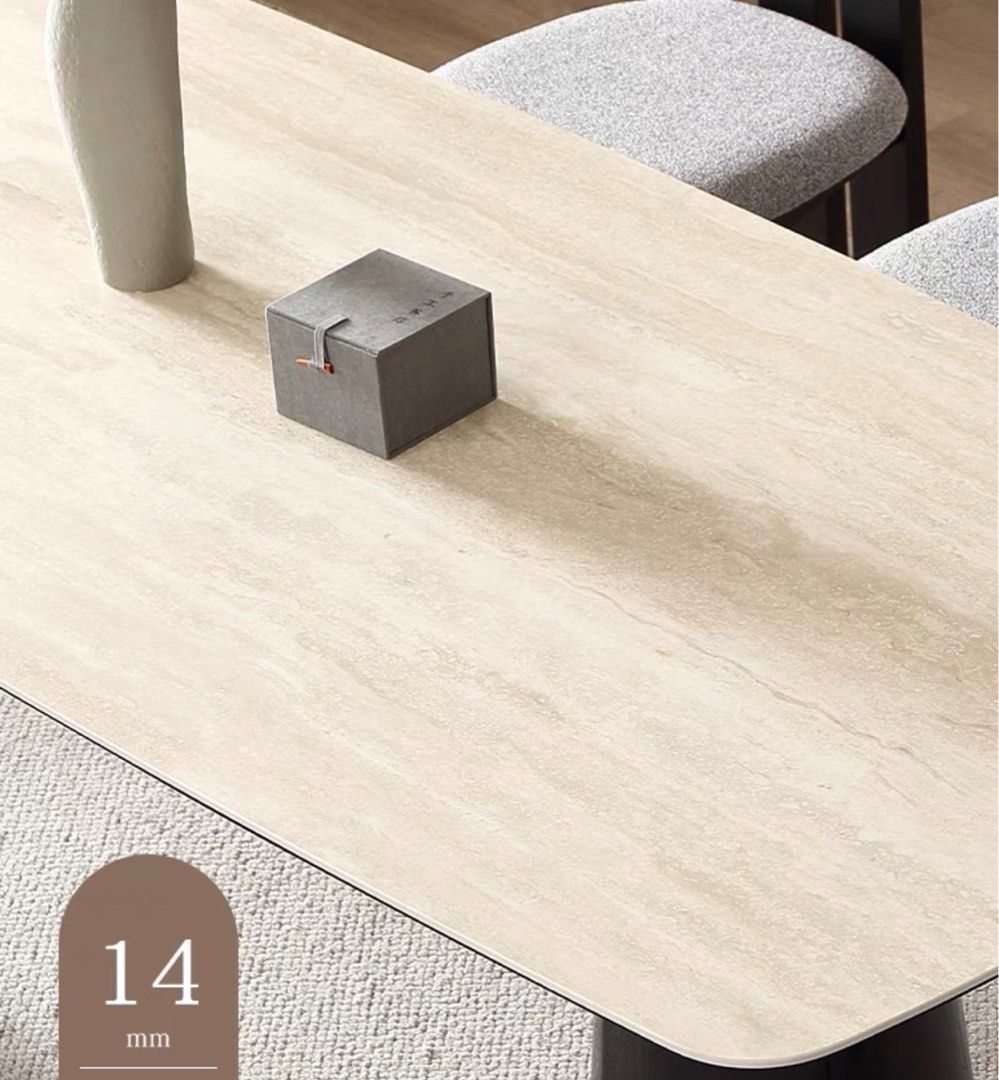 PERES Modern Travertine Dining Table - Radical Homes Singapore